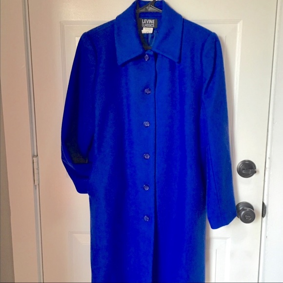 LARRY LEVINE Stunning Blue 💯 % Wool Coat ☃️⛄️ - Picture 2 of 14